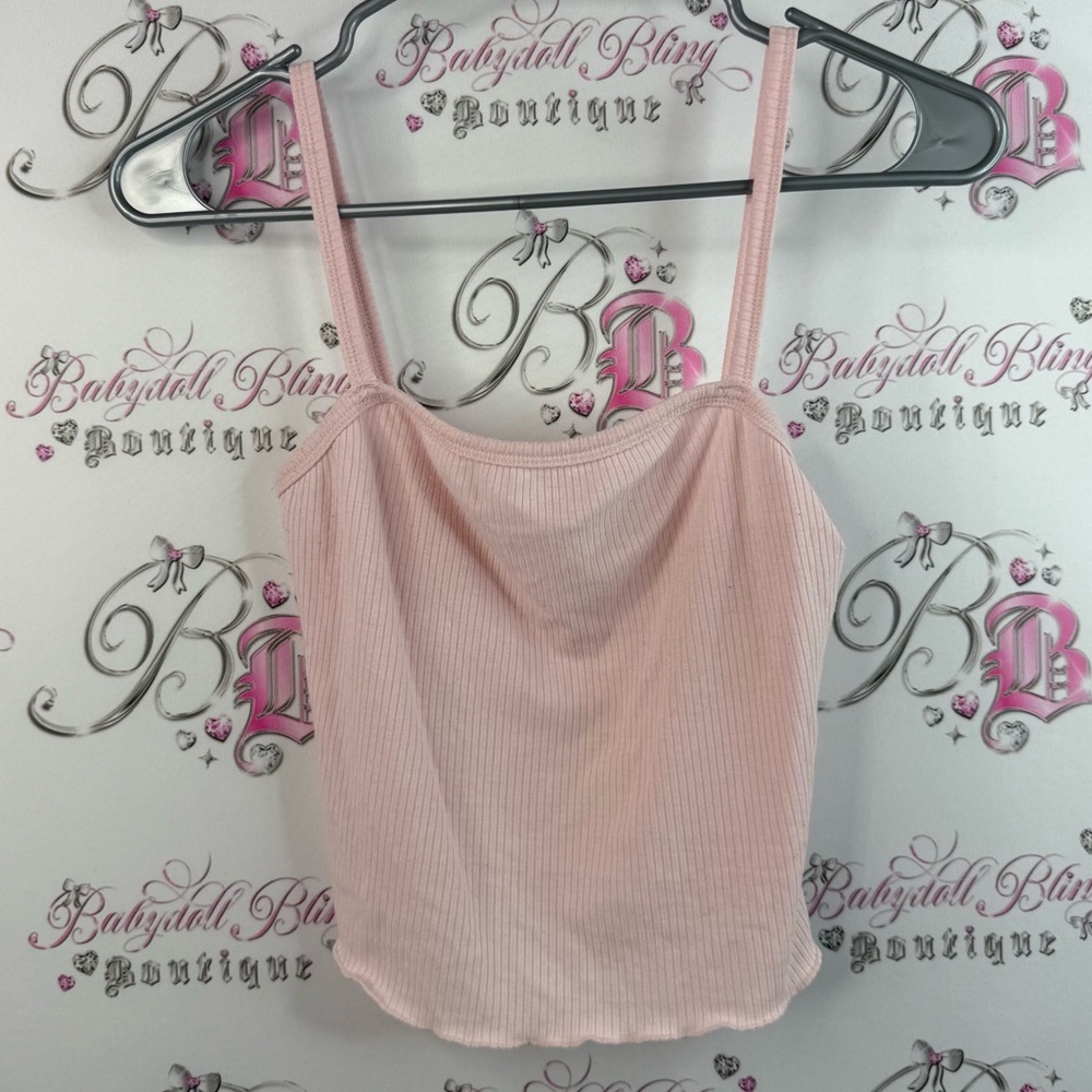 Tank top cropped stretchy light, Baby pink Cami Pink Ribbed Cami Top